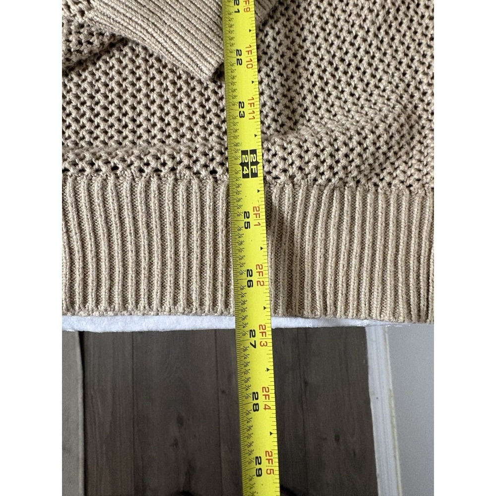 Stylus Beige Open-Knit Cotton Crew Neck Pullover Long Sleeve Lightweight XL - Picture 9 of 11